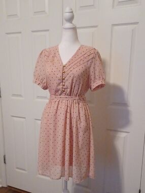 <> Sam & Max Pink  Midi Dress with Gold Buttons